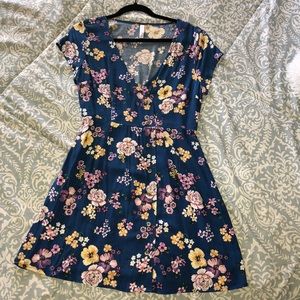 Blue Flower Print Dress